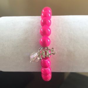 Breast Cancer Awareness Pink "Hope" Stretch Bracelet